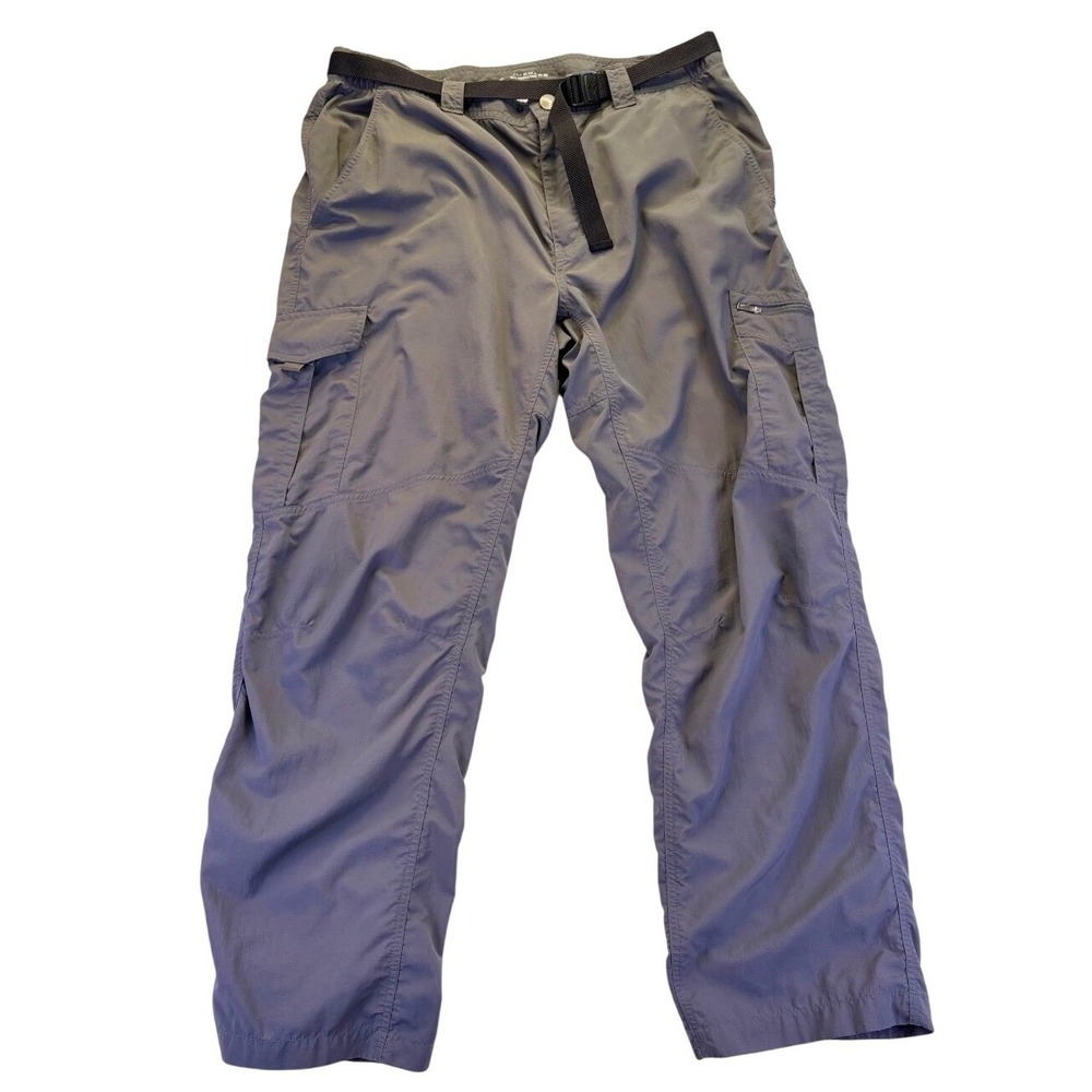 Columbia Omni-Shade Mens Cargo Hiking Pants Gray 36x30 Sun Protection Belted
